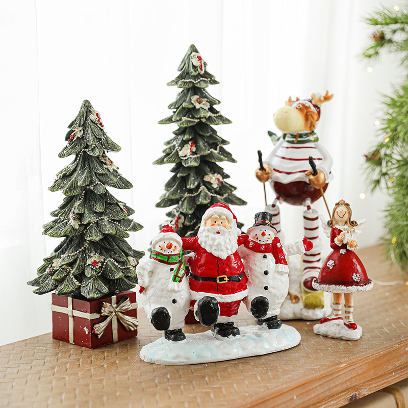 Decoración de resina Santa Claus creativa Navidad regalos escenas decoraciones atmósfera de vacaciones decoración props regalos