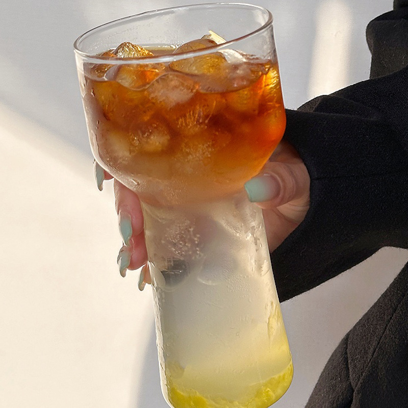 Taza de antorcha transparente de alto borosilicato de silicio individual en hielo estilo americano simple copa de agua de burbuja bebida taza de jugo de fruta bebida fría