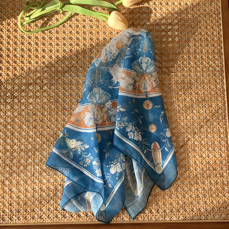 Buñuelo cuadrado de seda de alta sensación primavera y otoño flores cortas lindas dulces buñuelos pastorales buñuelos de collar buñuelos de pañuelo de bolsa de banda flotante