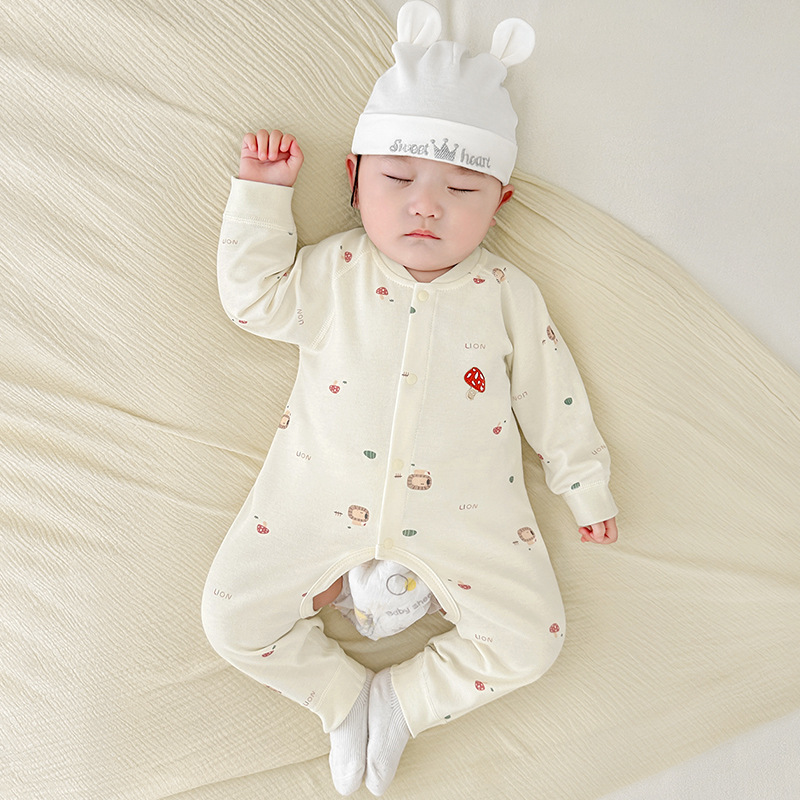 Baby jumpsuit open spring and autumn cotton boneless newborn clothes for boys and girls baby winter pajamas underwear climbing clothes