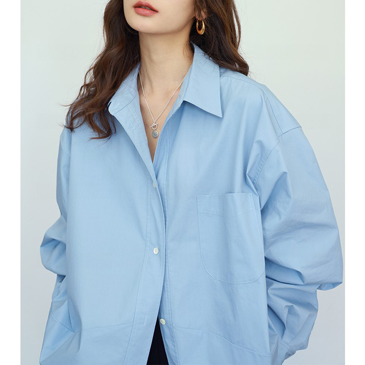 Pre-Sale Sense of Design Silhouette Design Sense of Design Spring & Fall Casual Lazy Loose Boyfriend Shirt for Women