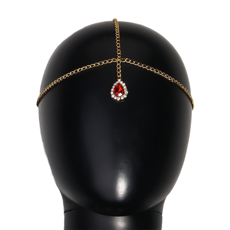 Aliexpress moda goteo de agua simple cadena de cabello de diamante de color cadena de frente gorras para mujeres gorras de cabeza