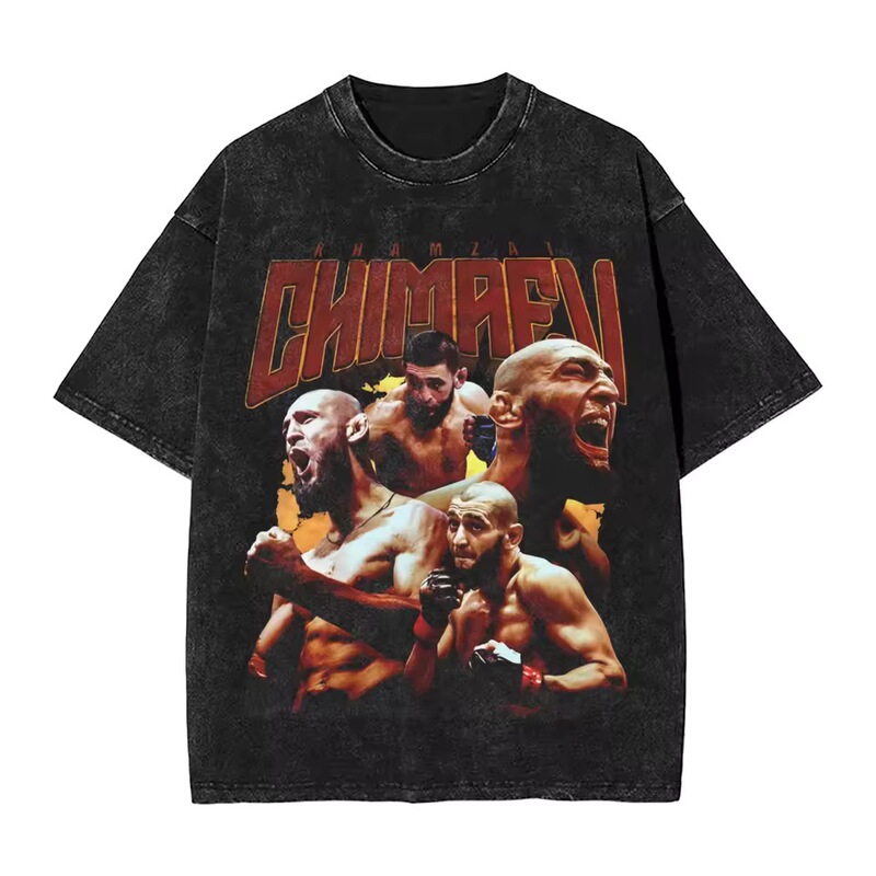 Vintage Khamzat Chimaev T-Shirt Men's Crew Neck Pure Cotton Washed T-Shirt Athlete Short-Sleeve T-Shirt Graphic Vintage Khamzat Chimaev T-Shirt Men's Crew Neck Pure Cotton Washed T-Shirt Athlete Short-Sleeve T-Shirt Graphic