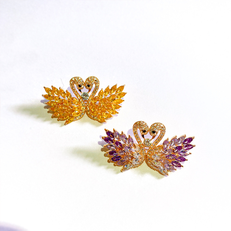 韩国高档双天鹅胸针胸花简约复古别针女配饰奢华大气领扣领针饰品