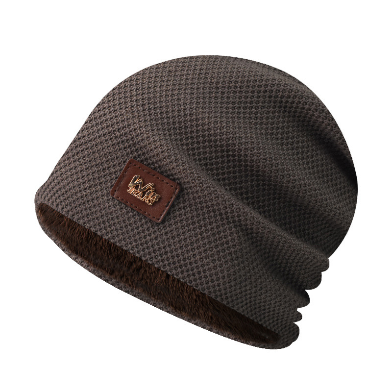 Invierno forrado de lana caliente Plaid de los hombres al aire libre sombrero bordado Jersey de punto de lana forrado de lana sombrero extra grande sombrero de invierno image 7