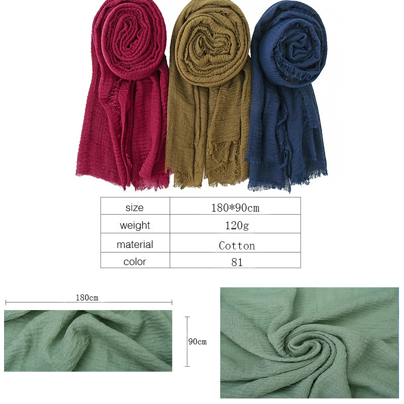 Fashion Solid Color Cotton Pashmina Scarves display picture 1