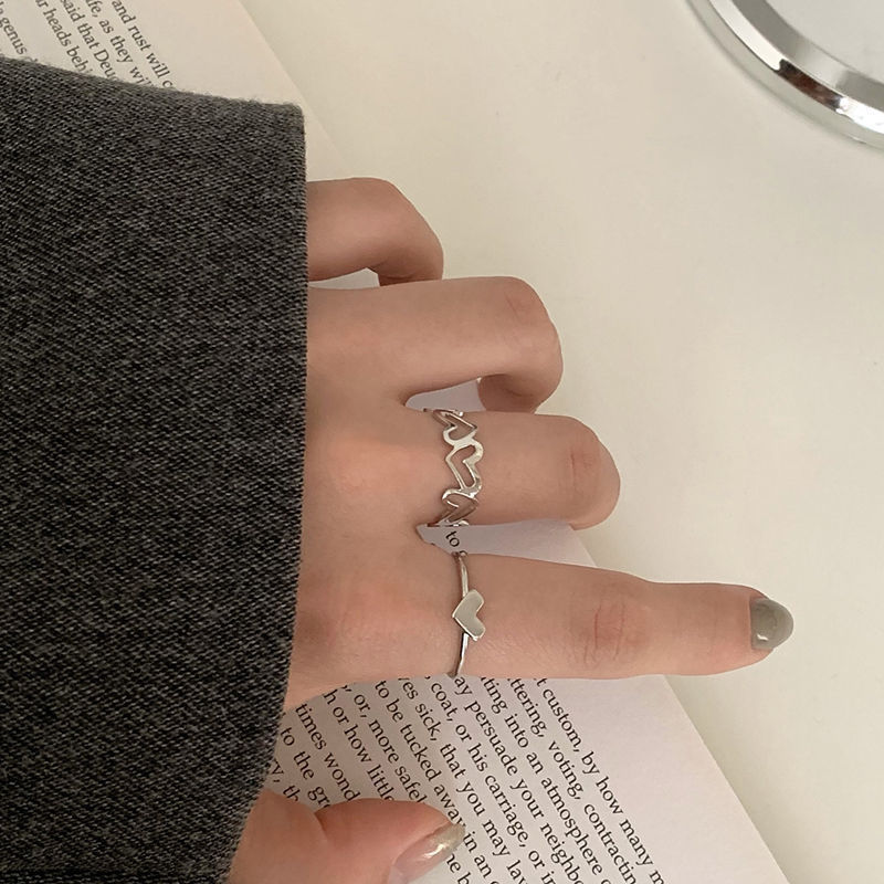 Hollow Heart Ring Set For Women Light Luxury Elegant Design_voghion.com