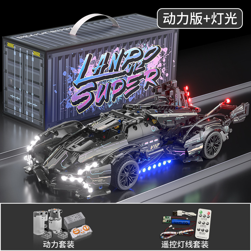 レゴブロッククロスボーダーブラックゴールドV12リモートコントロールスポーツカー教育組み立ておもちゃレーシングボーイドロップシッピングと互換性があります。|undefined