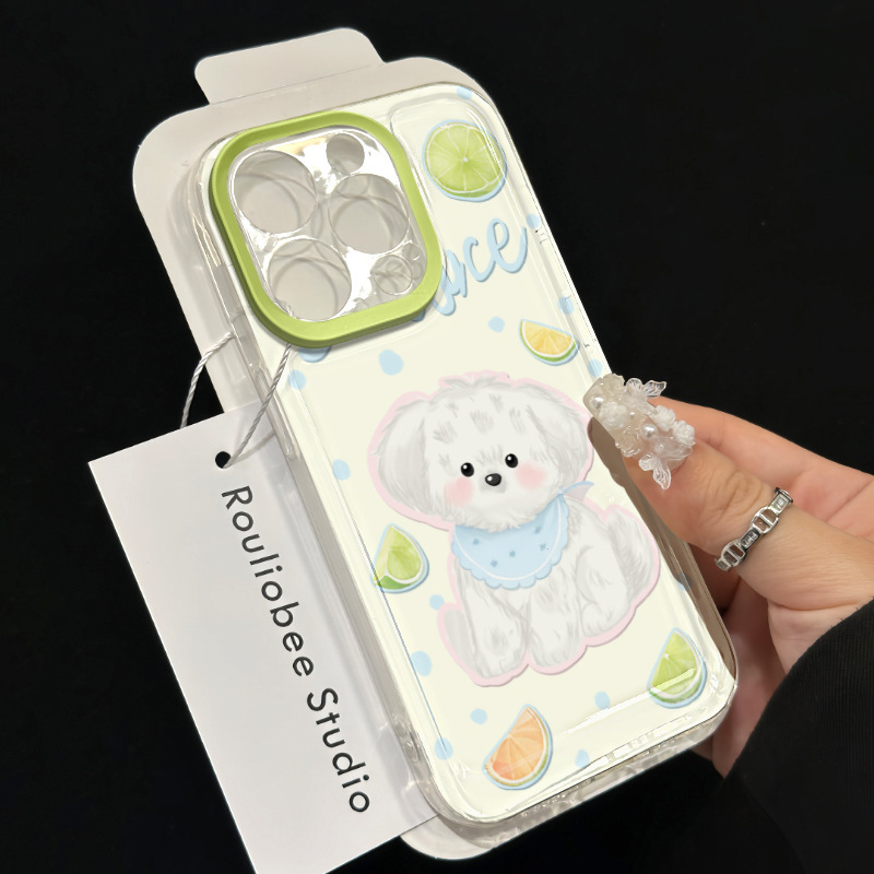 Summer Lemon Puppy Apple 17Promax Mobile Phone Case Iphone16 New Model 15 All-Inclusive 14 Soft Case 13 Women Summer Lemon Puppy Apple 17Promax Mobile Phone Case Iphone16 New Model 15 All-Inclusive 14 Soft Case 13 Women