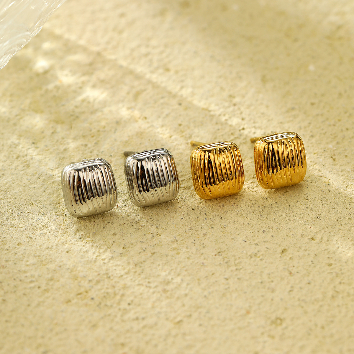Geometric square small design universal trend earrings stainless…