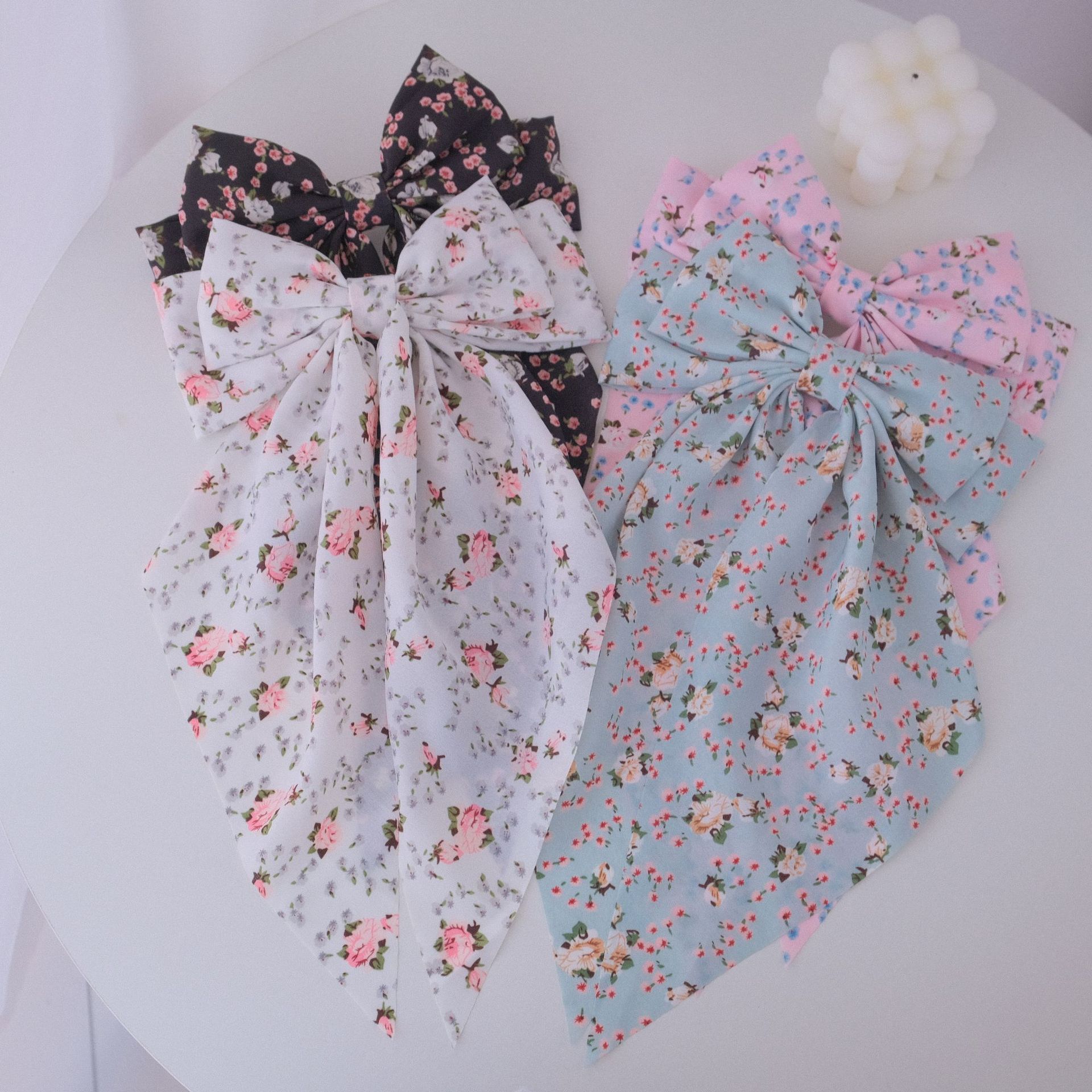 50g Weight Hair Claws Hair Accessories Type 1 Piece Quantity Holiday, Daily Occasion Bow Knot Pattern Women's Gender Floral Design Sweet, Pastoral Style Women's Sweet Pastoral Bow Knot Cloth Floral Hair Claws 17