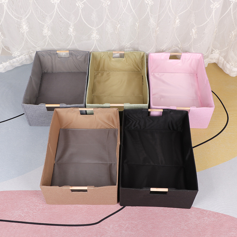 Almacenamiento de tela caja de cartón de algodón de lino cesta de almacenamiento de artículos diversos cajón de juguete ropa interior plegable armario