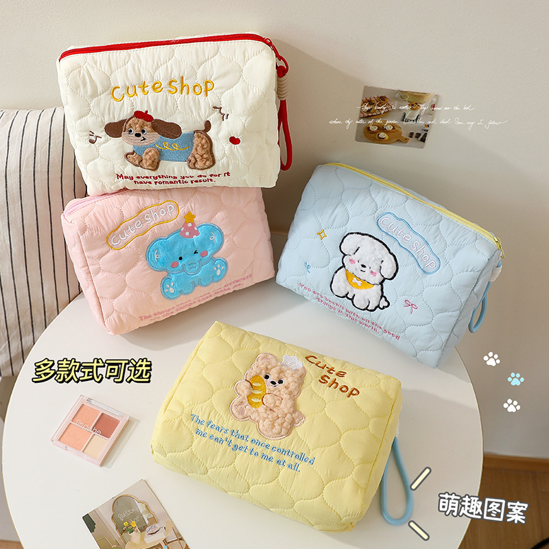 かわいい子犬ポータブル化粧品バッグ女性のポータブル大容量スキンケアブラシ旅行トイレタリーバッグ卸売|undefined
