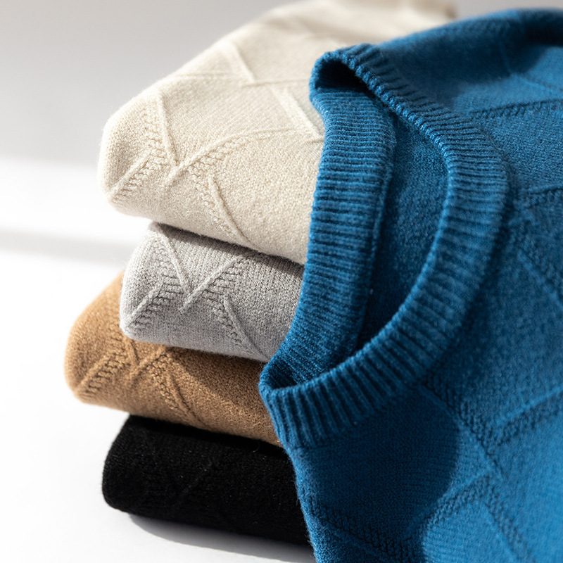 Autumn and Winter new cashmere sweater men's sweater Korean style thick loose pullover round neck sweater men's bottoming sweater