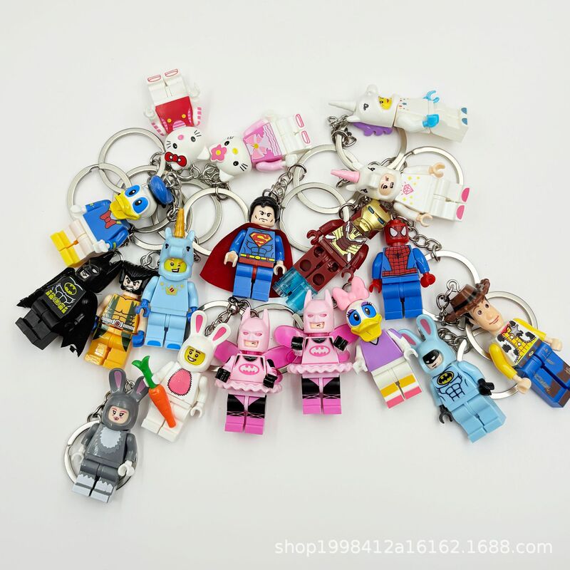 Marvel Batman Keychain Avengers Accessories Keychain Lego Building Blocks Kt Cat Pendant