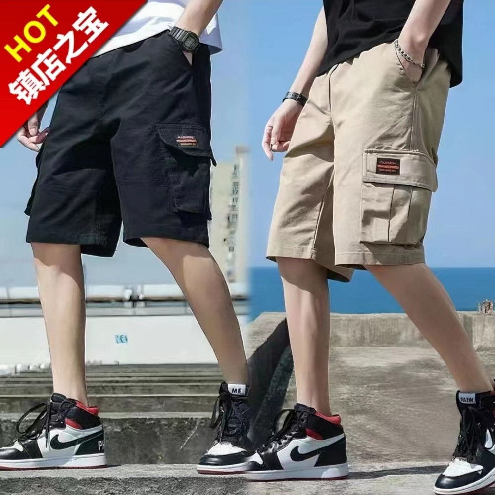 순면 툴링 반바지 남성용 여름 얇은 겉옷 트렌디 브랜드 루즈한 캐주얼 바지 스포츠 바지 남성용 바지 해외 무역