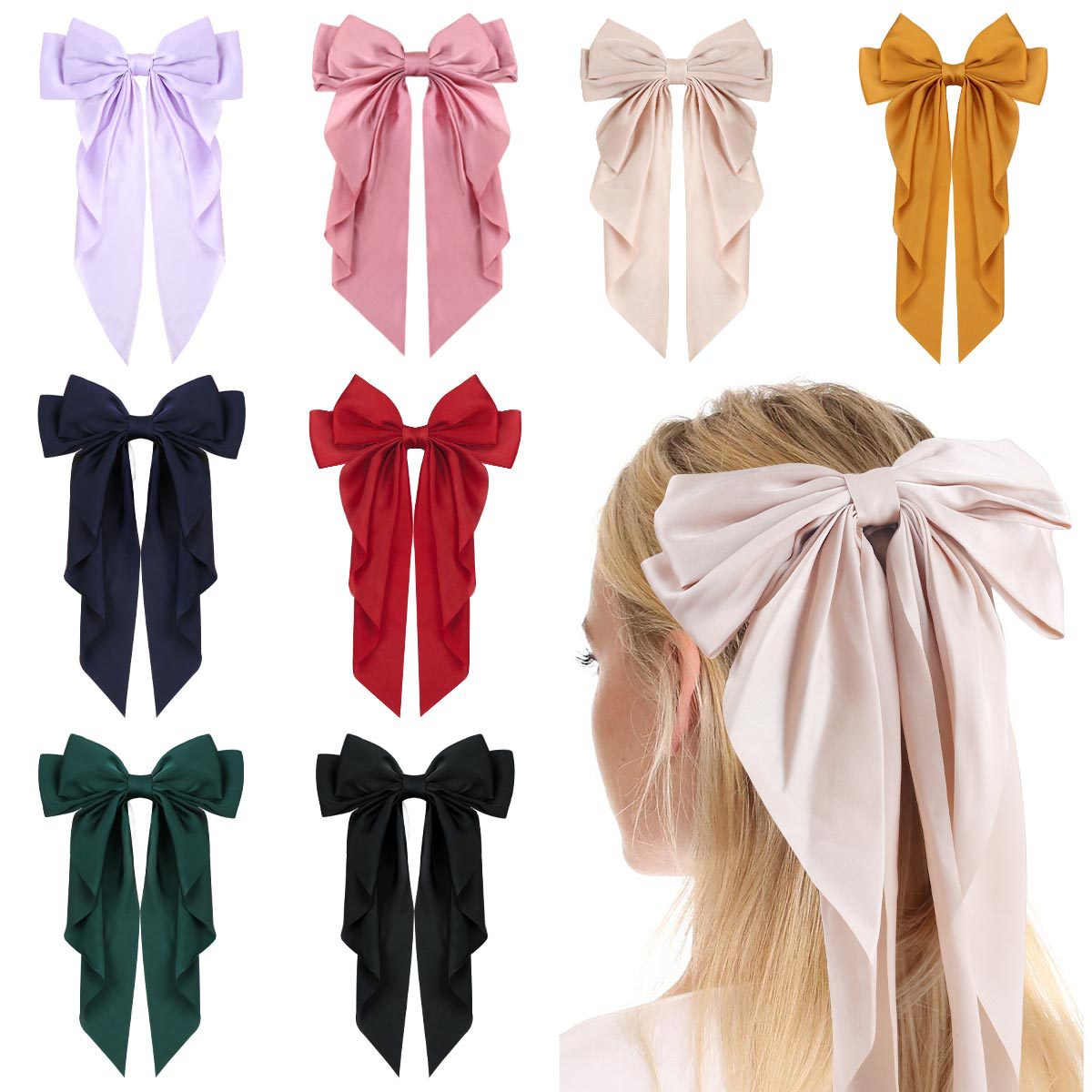Solid color hairgrip for adults with bow