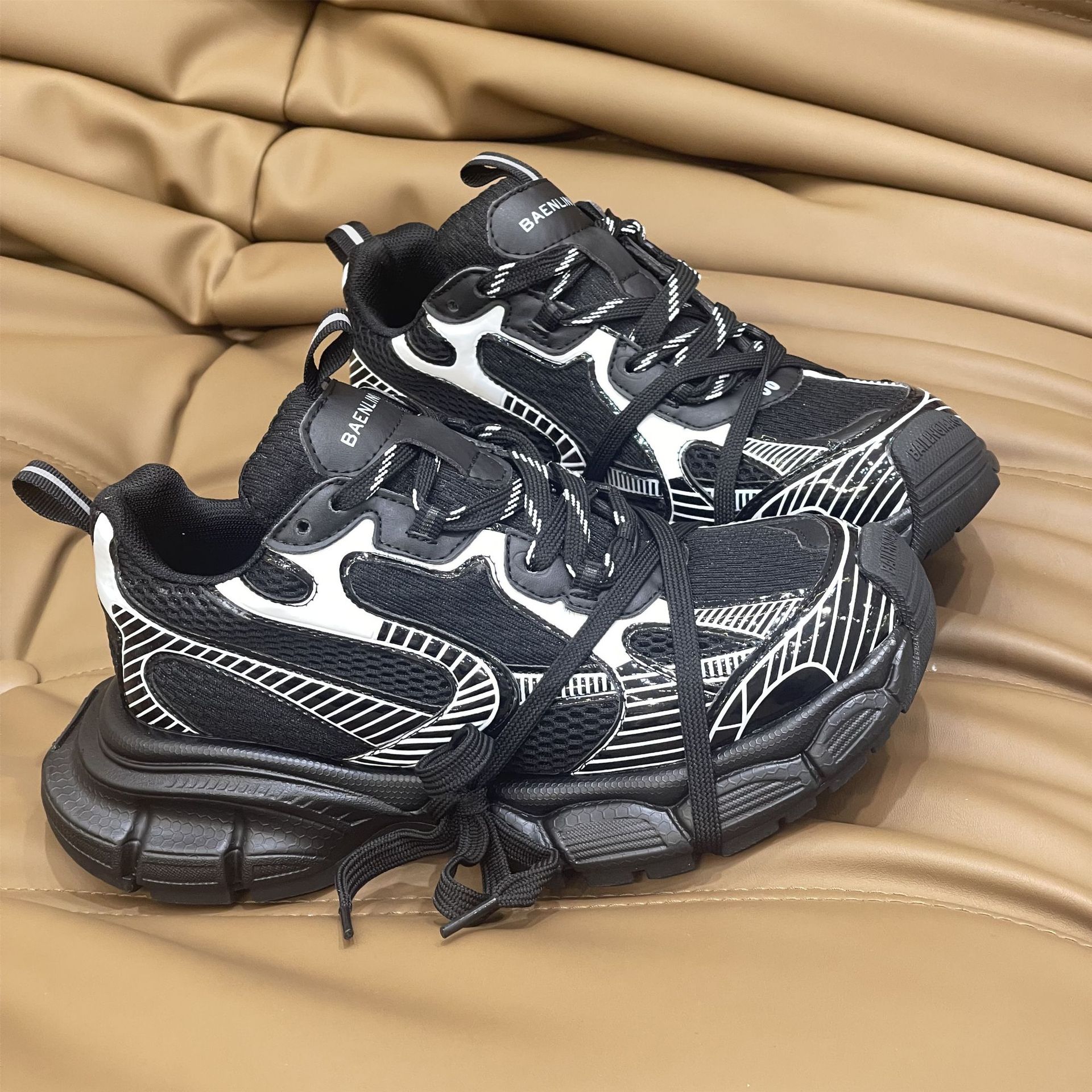 2023 New Parisian Daddy Shoes, Taller, Platform Sneakers, Casual, Distressed, retro, couples, men's and women's shoes_voghion.com