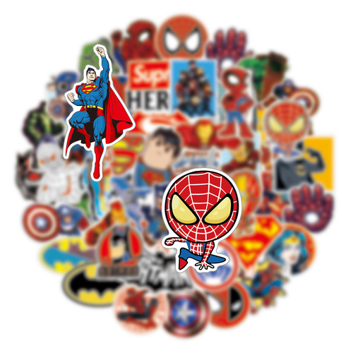 50 Superhero Marvel Sticker DC Anime Cartoon Personality Car Body Guitar Graffiti Notebook Sticker Wholesale