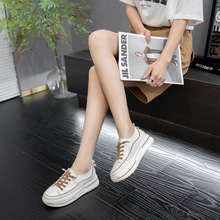 跨境真皮松紧带一脚蹬阿甘鞋厚底防滑小白鞋女春夏休闲百搭女板鞋