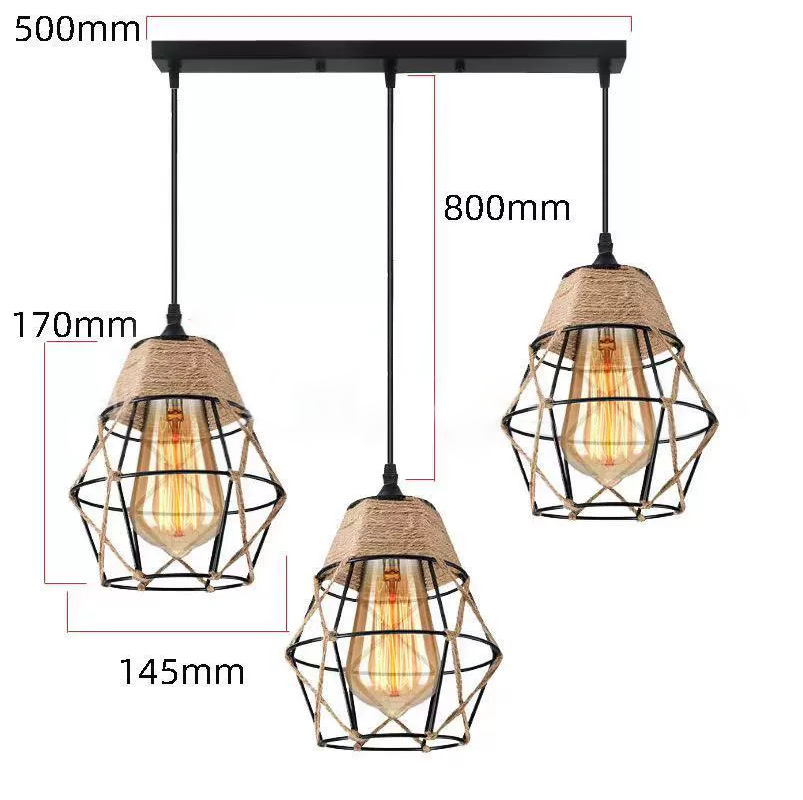 Araña de cuerda de cáñamo de hierro forjado retro transfronterizo lámpara de pared lámpara de sala de estar lámpara de pared de pasillo de dormitorio lámpara de araña de comedor