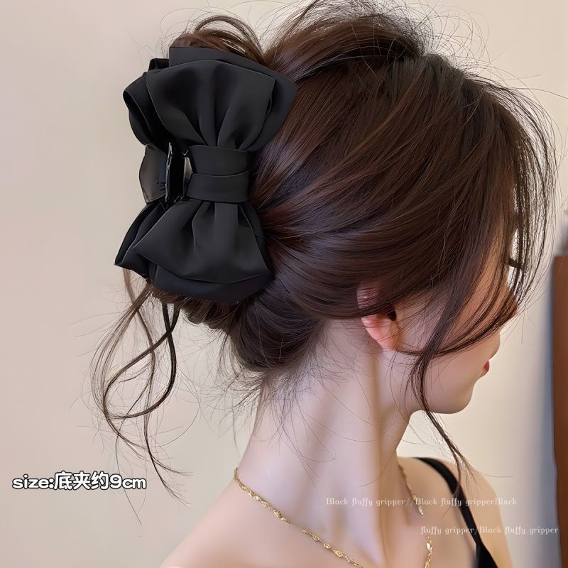 Clip de abrazadera de arco de satén negro detrás de la cabeza grande tiburón clips princesa clip de cabello red tarjeta de cabello rojo adornamiento para el cabello explosivo