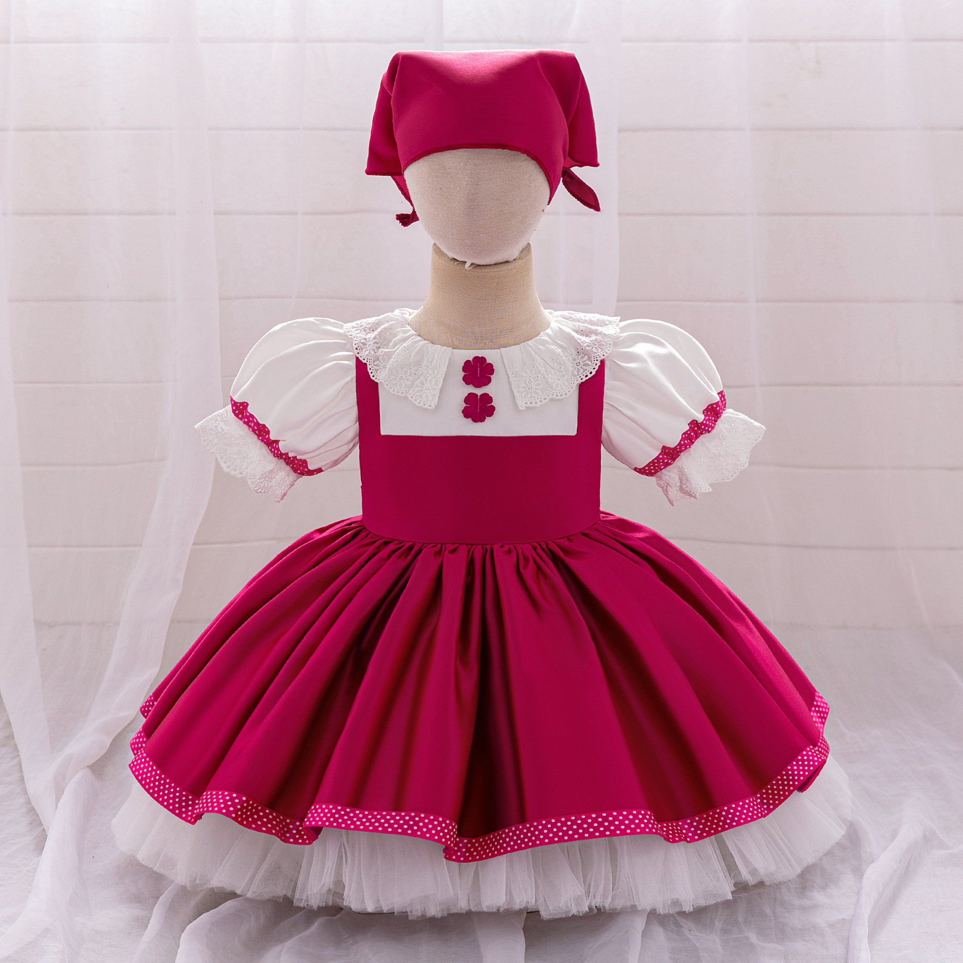 Europa y los Estados Unidos nuevo Martha y oso cos vestido de niña burbuja manga plegado vestido de fiesta vestido de papel infantil
