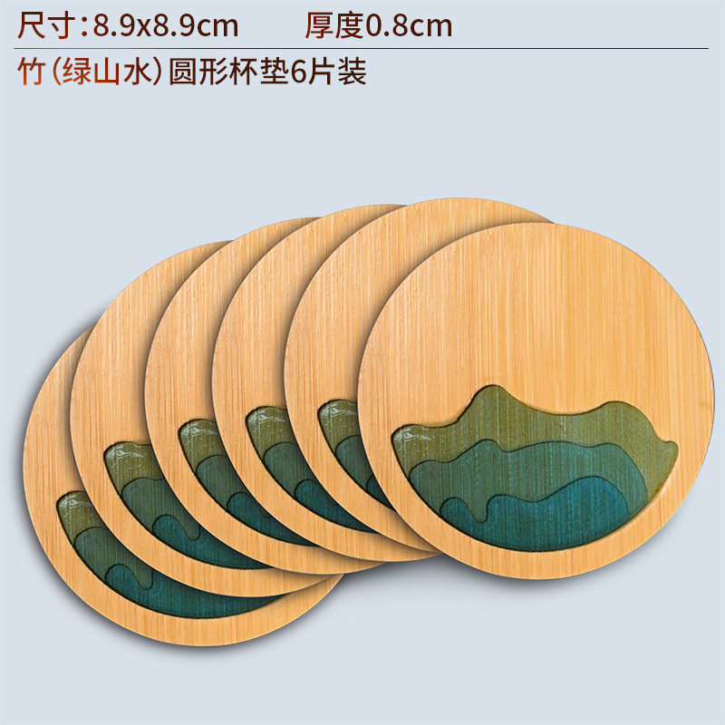 De estilo japonés de madera maciza estera de la taza de té estera de aislamiento de bambú simple portavasos Junta creativa ceremonia del té partes del hogar juego de té Accesorios