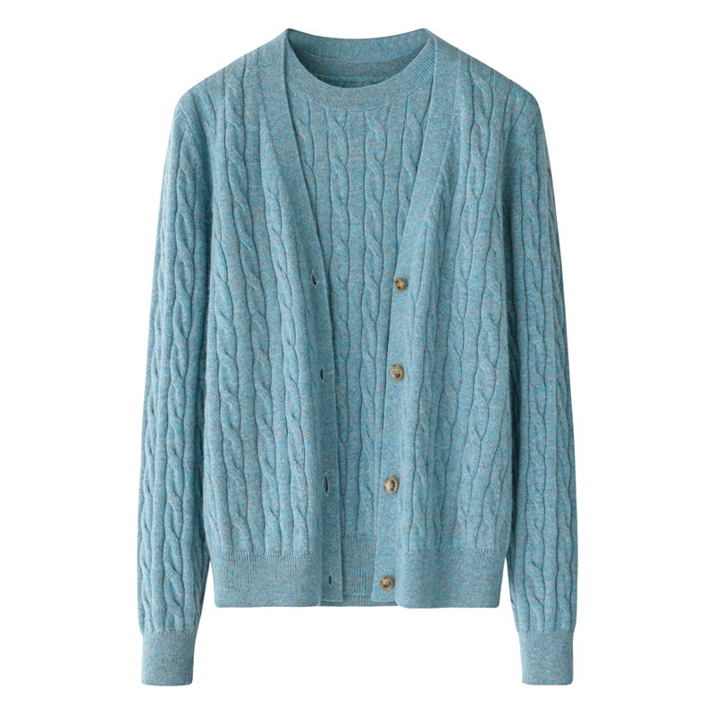 Source factory 100 pure cashmere long sleeve knitted V-neck cardigan twisted twist vest two-piece coat cashmere sweater Source factory 100 pure cashmere long sleeve knitted V-neck cardigan twisted twist vest two-piece coat cashmere sweater