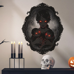 新款MG-F085萬聖節女鬼母子鏡框客廳玄關背景裝飾牆貼紙外貿批發