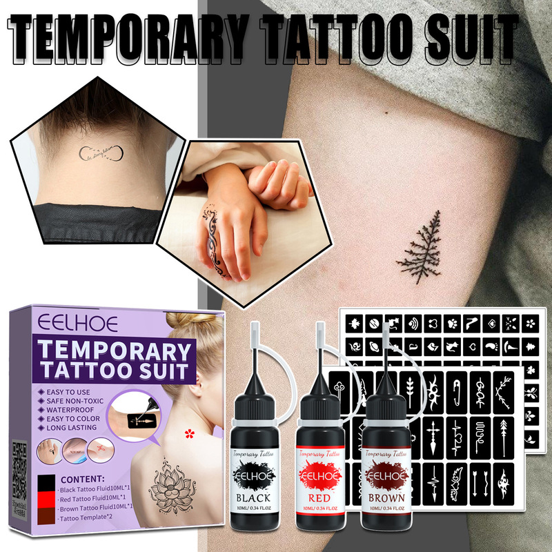 EELHOE Juice Tattoo suit Waterproof Lasting Temporary Juice Tattoo Liquid Hollow Pattern Tattoo Template EELHOE Juice Tattoo suit Waterproof Lasting Temporary Juice Tattoo Liquid Hollow Pattern Tattoo Template