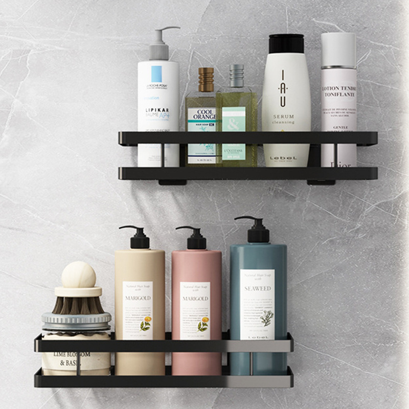 Bathroom carbon steel storage rack punch-free toilet bathroom single-layer bathroom wall-mounted wash basin toiletries storage rack