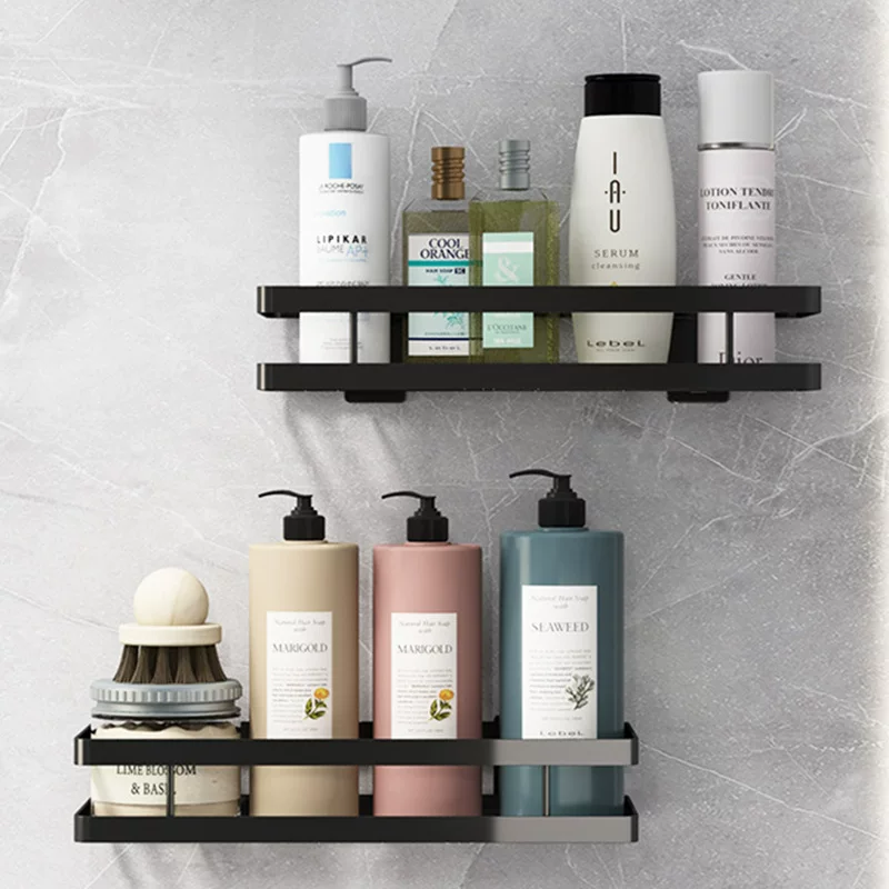Ванная коморка из карбона без сверления, полка для хранения в ванной, один уровень, настенная полка для умывальника и аксессуаров