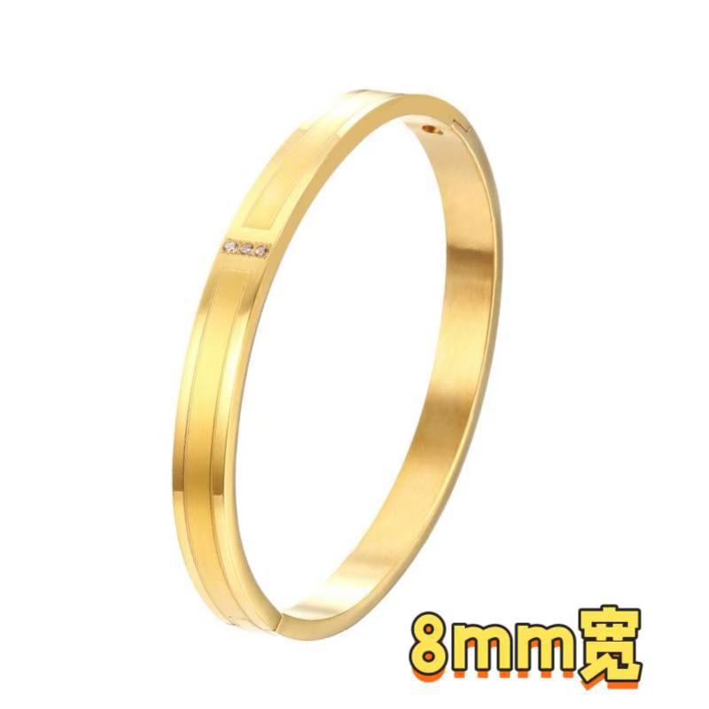 Pulsera de acero inoxidable para mujer tipo C abierta ajustable pulsera de acero de titanio de 6mm de ancho sin desvanecimiento joyería de mujer al por mayor image 21