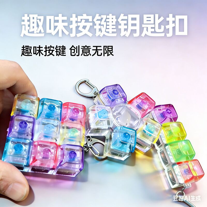 Hot-Selling Cross-Border Transparent Switch Tester Keychain Stress Relief Toy with Glowing Fingertip Buttons