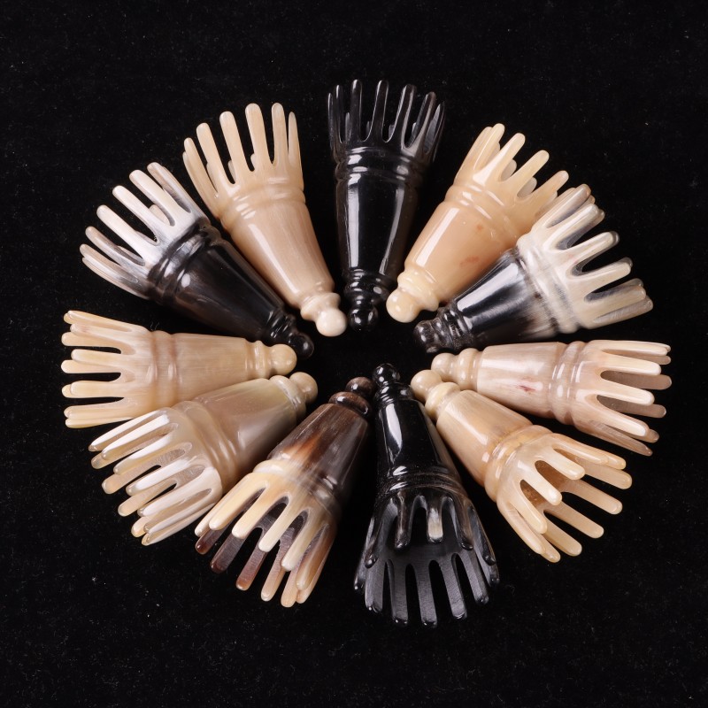 Cuerno nuevo champú peine blanco yak cuerno punta champú peine en forma de flor cuerno masaje peine champú peine fabricante