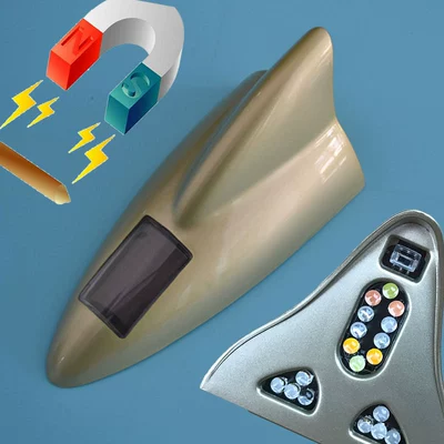 Fin Solar Flash Light Car: vehicle antenna - new-version-gold-18-lights-magnetic-remote-control