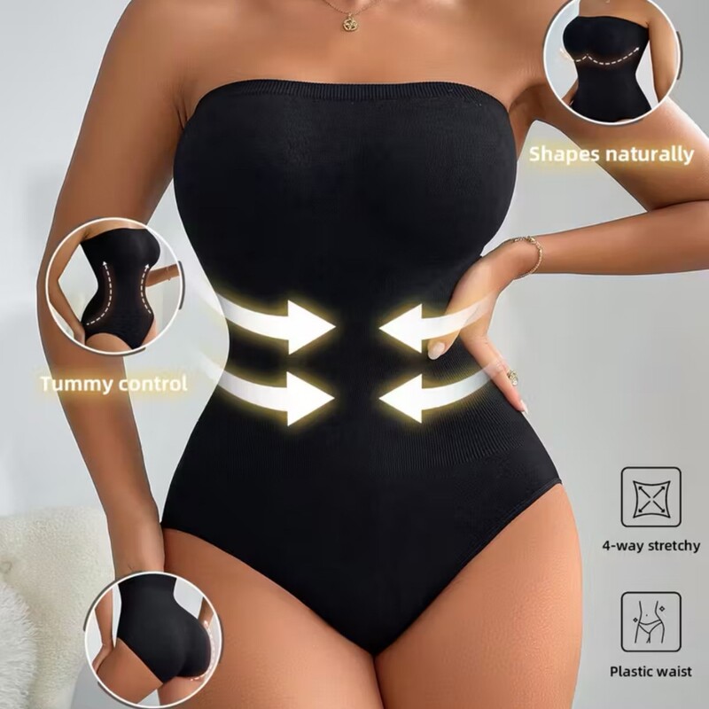 European and American Seamless Plus-Size Shapewear, Tummy Control, Waist Cincher, Strapless Tube Top, Dress Bodysuit, Shapewear Lingerie