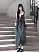夏装搭配一整套女2025新款胖mm时尚韩系无袖背心工装背带裙两件套