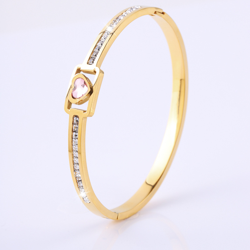 Brazalete de acero de titanio lujoso ligero amor de tendencia brazalete de zircón universal mujer explosión transfronteriza nicho pulsera de alto nivel image 8