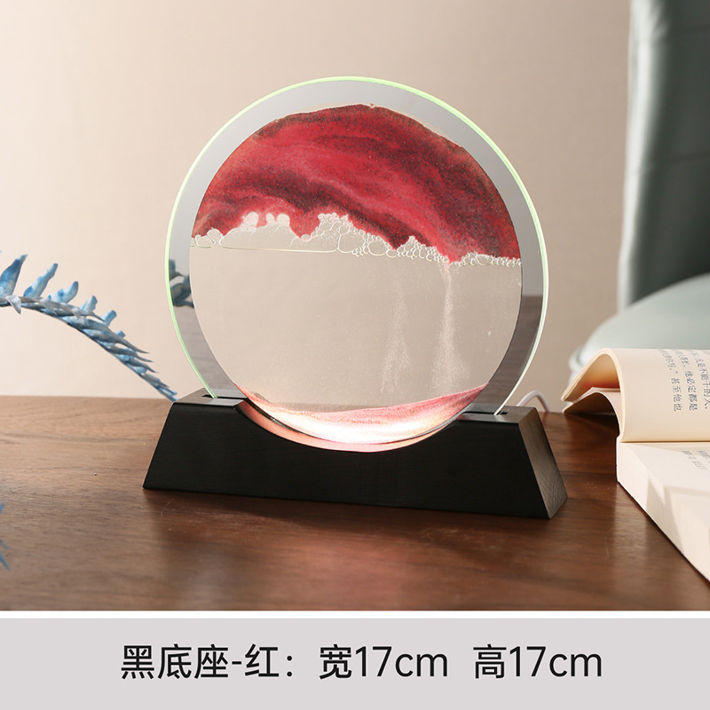 단단한 나무 야간 조명 블랙 프레임 핑크