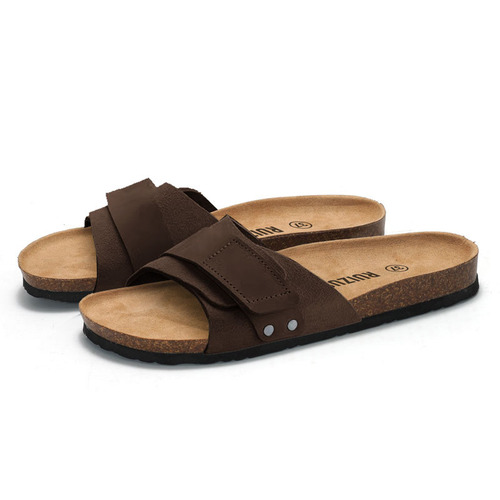 RUIZUSTOCK Spring and Summer New Men's Soft Cork One-Piece Sandals Korean Style Men's Beach Shoes Sandpaper Student