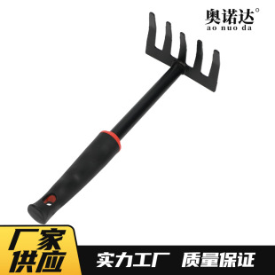 Gardening wholesale black rubber handle five-tooth rake sea beach gadget suit household garden spade spade