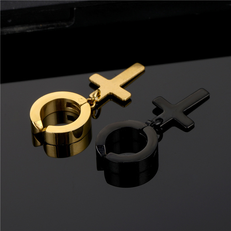 Simple Style Cross Titanium Steel Plating Ear Clips 1 Piece display picture 3