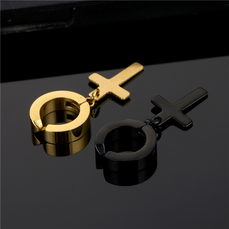 Simple Style Cross Titanium Steel Plating Ear clips 1 Piece