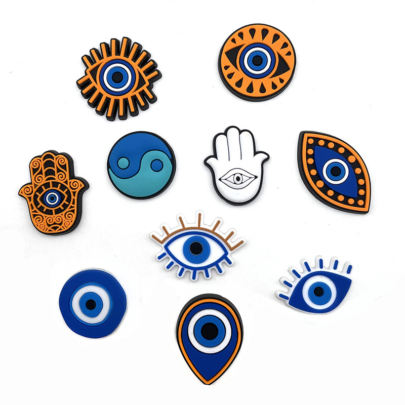 Evil Eye Cave Shoes Shoes Flower Accessories PVC Soft Rubber Shoes Flower Shoes Buckle Croc Decoration Amazon Explosions