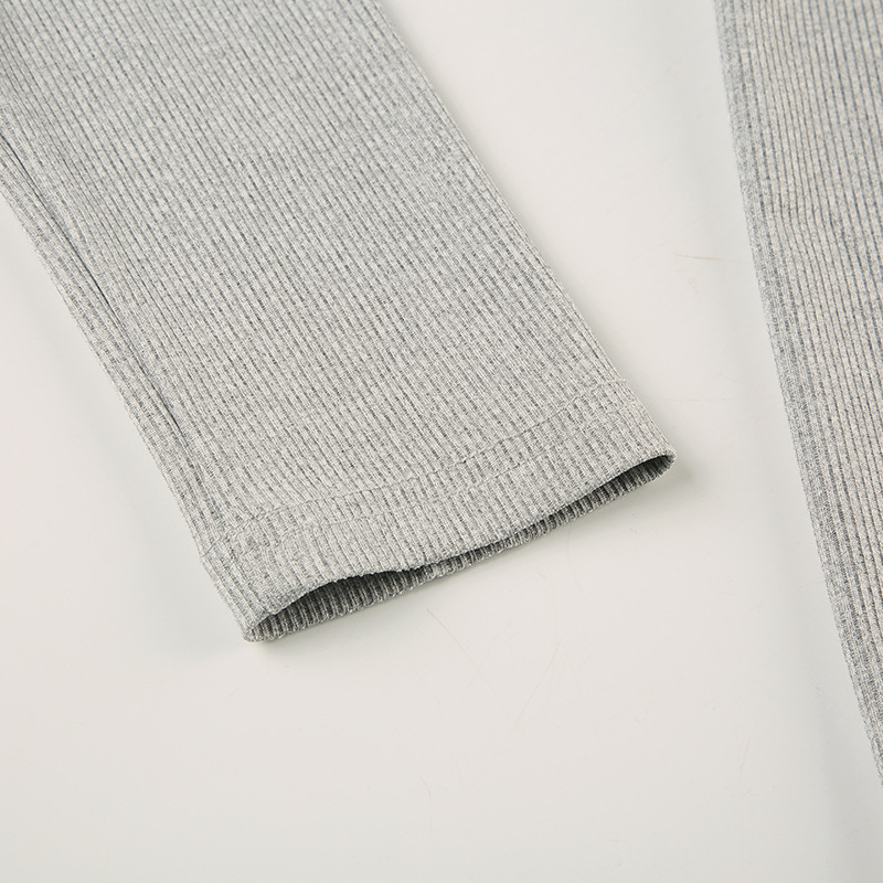 Autumn Winter Women Clothing Solid Color Buttons Deep V Plunge neck Sexy Sports Workout Long Sleeve Romper