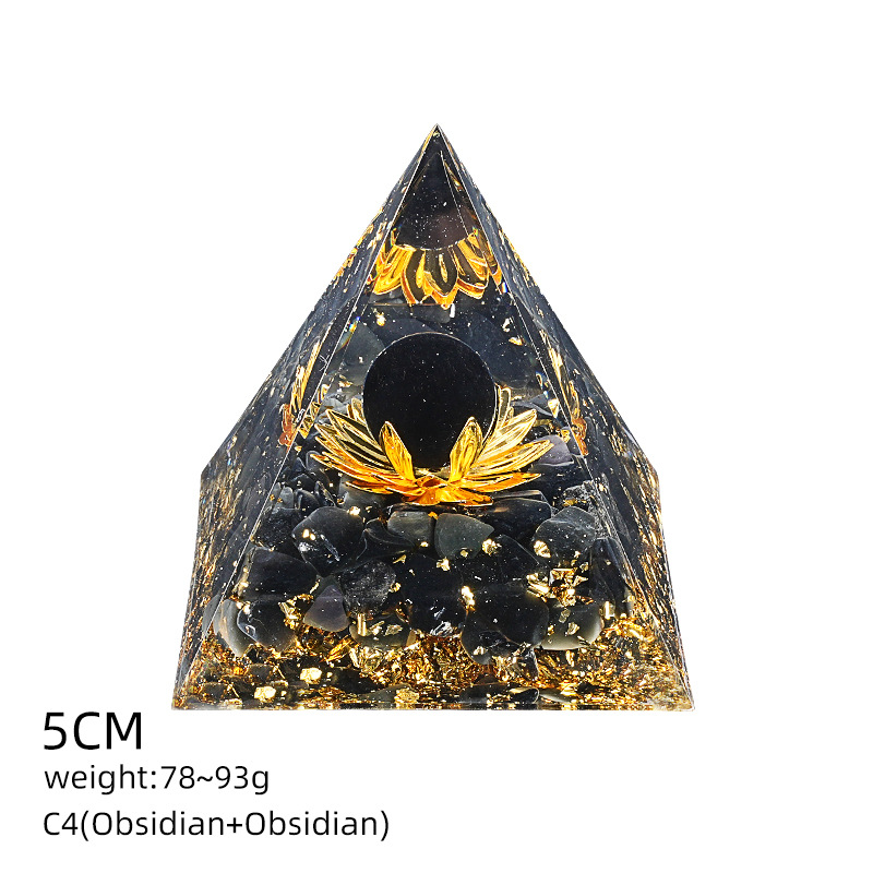 C4黑曜+莲花+黑曜（5cm金字塔）