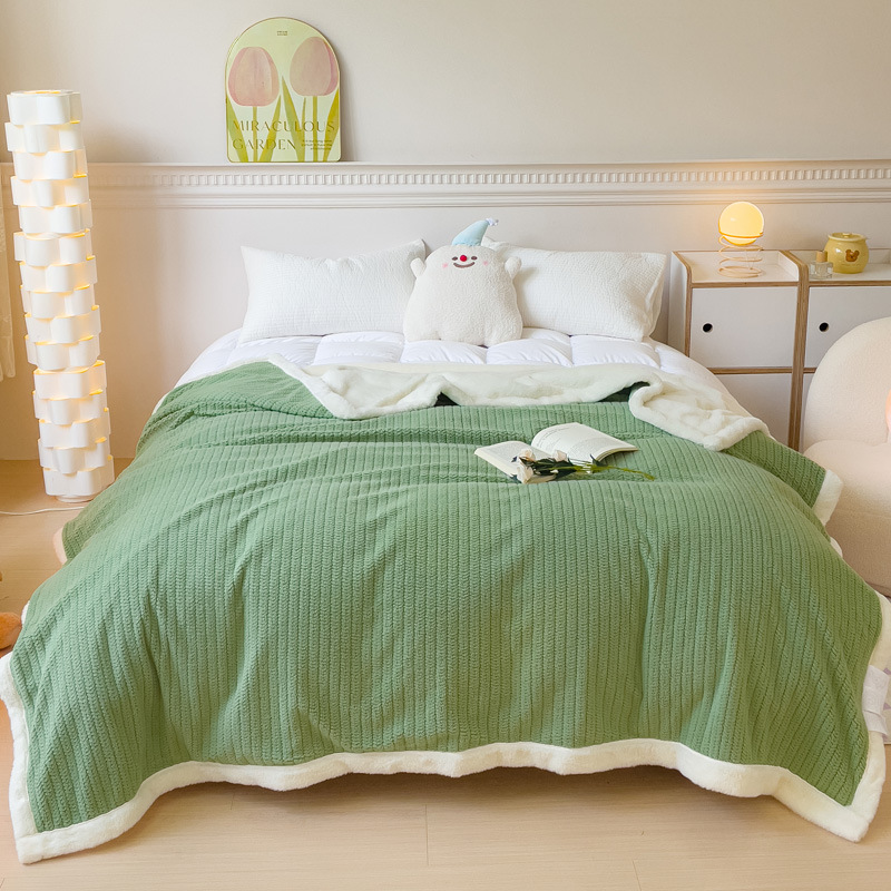 Nueva manta de piel de conejo gruesa de doble capa manta de felpa de conejo cálida de otoño e invierno manta de regalo de terciopelo de leche fabricante al por mayor