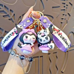 新しいかわいいクロミ漫画キーホルダーサンリオカップルスクールバッグペンダント車のキーチェーンリング人形マシン